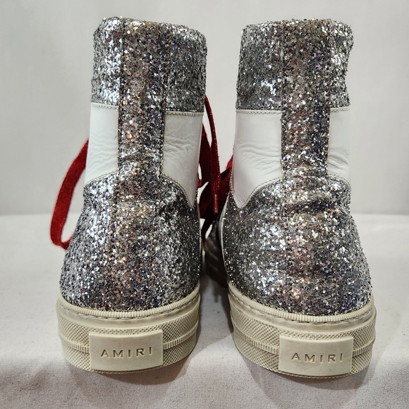 Exclusive AMIRI Sunset High Top Silver Glitter Sneakers Made Italy sz 41 EU 8 US - Picture 7 of 11